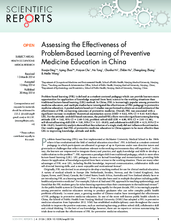 (PDF) Assessing the effectiveness of Problem Based Learning (PBL) using ...
