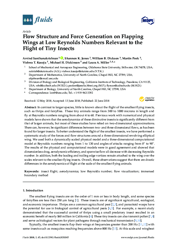 (PDF) Flow Structure and Force Generation on Flapping Wings at Low ...