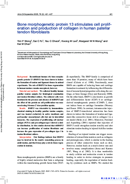 (PDF) Bone morphogenetic protein 13 stimulates cell proliferation and ...
