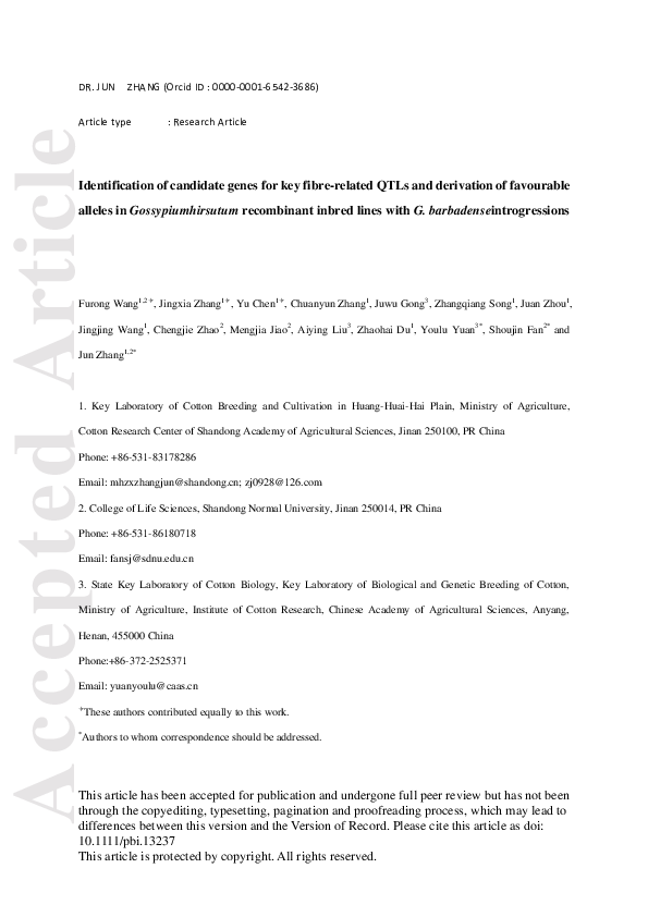 (PDF) Identification of candidate genes for key fibre‐related QTL s and ...
