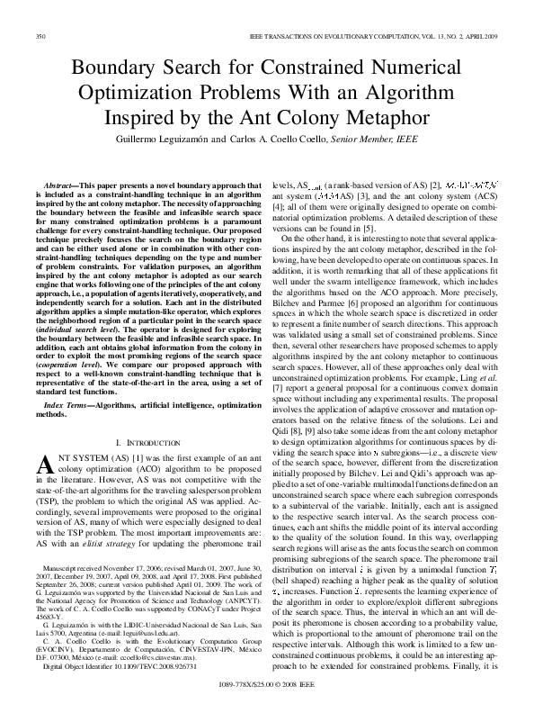 (PDF) Boundary Search for Constrained Numerical Optimization Problems ...