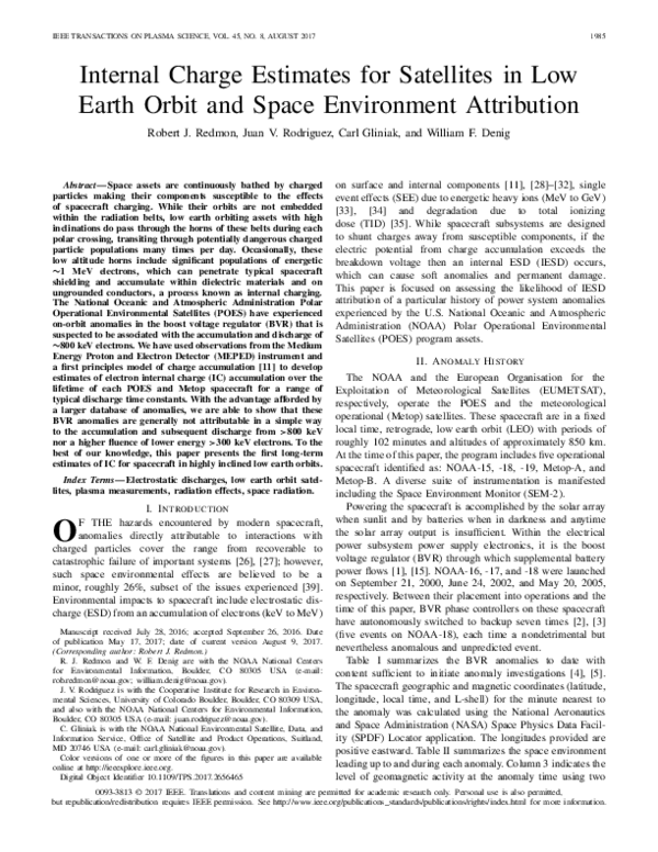 (PDF) Internal Charge Estimates for Satellites in Low Earth Orbit and ...