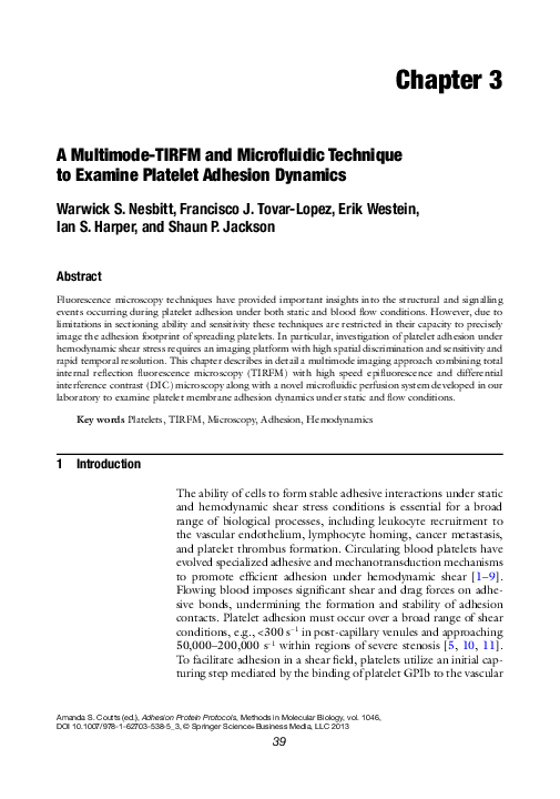 (PDF) A Multimode-TIRFM and Microfluidic Technique to Examine Platelet ...