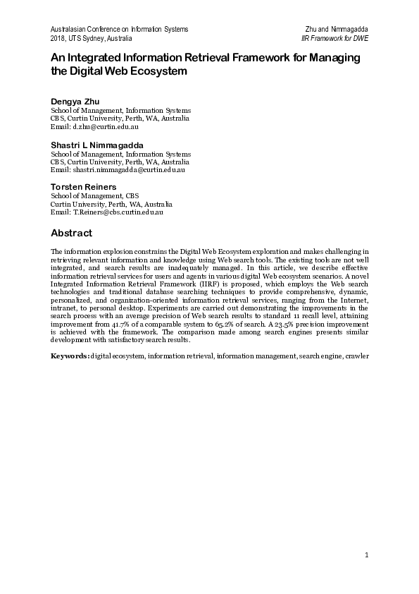 (PDF) An Integrated Information Retrieval Framework for Managing the ...
