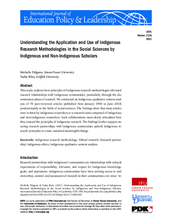 (PDF) Understanding the Application and Use of Indigenous Research ...