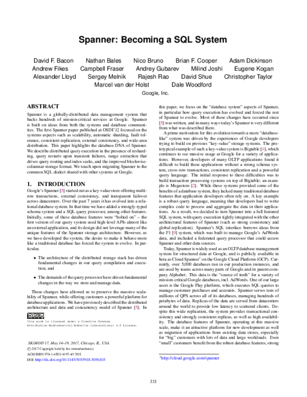 (PDF) Spanner