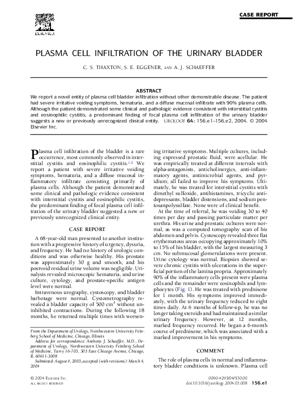 (PDF) Plasma cell infiltration of the urinary bladder