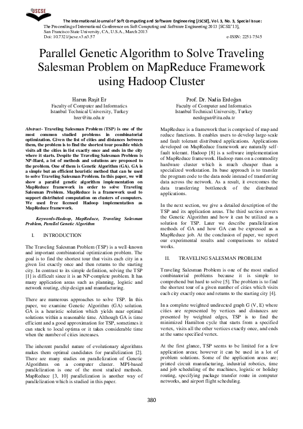 (PDF) Parallel Genetic Algorithm to Solve Traveling Salesman Problem on ...