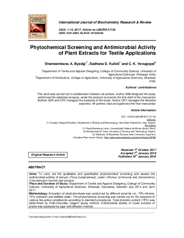 (PDF) Phytochemical Screening and Antimicrobial Activity of Plant ...