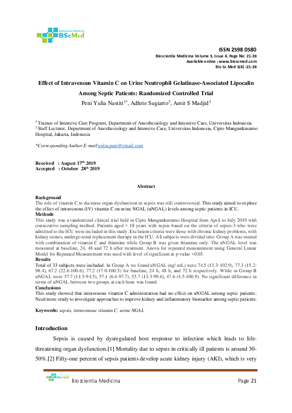 (PDF) The Effect of Intravenous Vitamin C on Urine Neutrophil ...