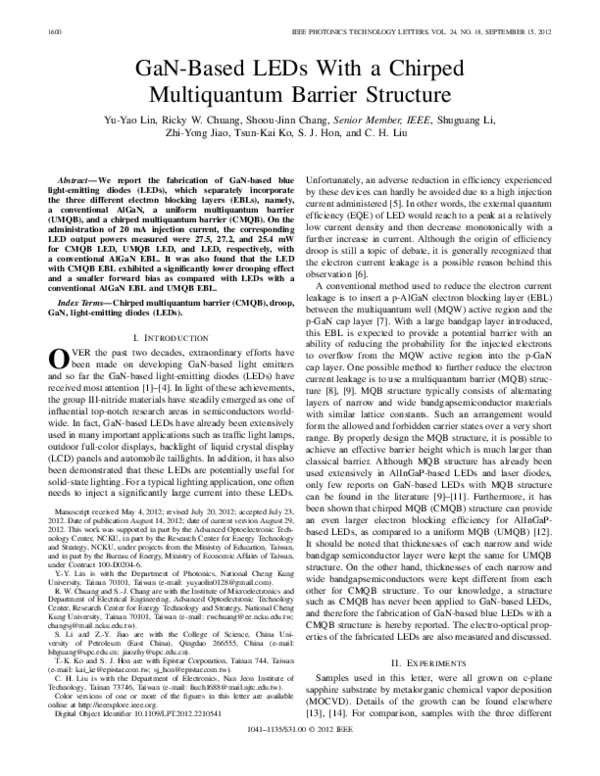 (PDF) GaN-Based LEDs With a Chirped Multiquantum Barrier Structure