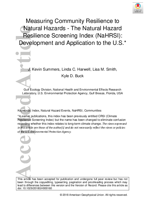 (PDF) Measuring Community Resilience to Natural Hazards - The Natural ...