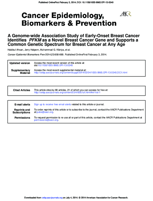 (PDF) A Genome-wide Association Study of Early-Onset Breast Cancer ...