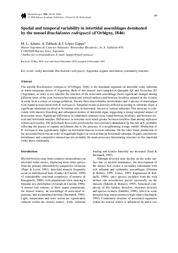 (PDF) Spatial and temporal variability in intertidal assemblages ...