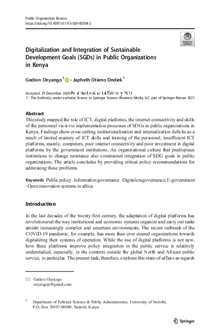 (PDF) Digitalization and Integration of Sustainable Development Goals ...