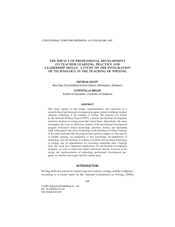 (PDF) The Impact of Professional Development on Teacher Learning ...