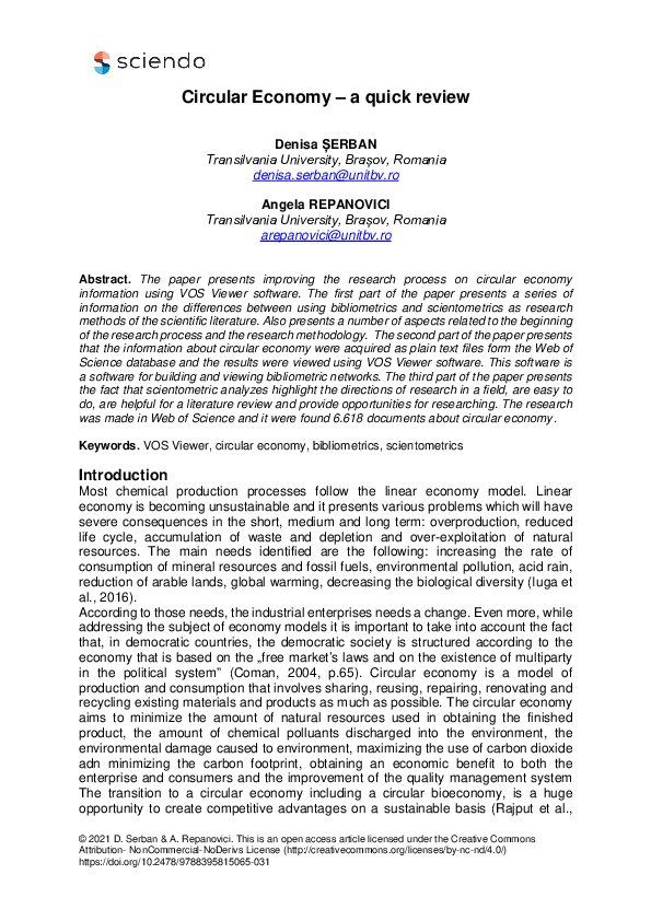 (PDF) Circular Economy – a quick review