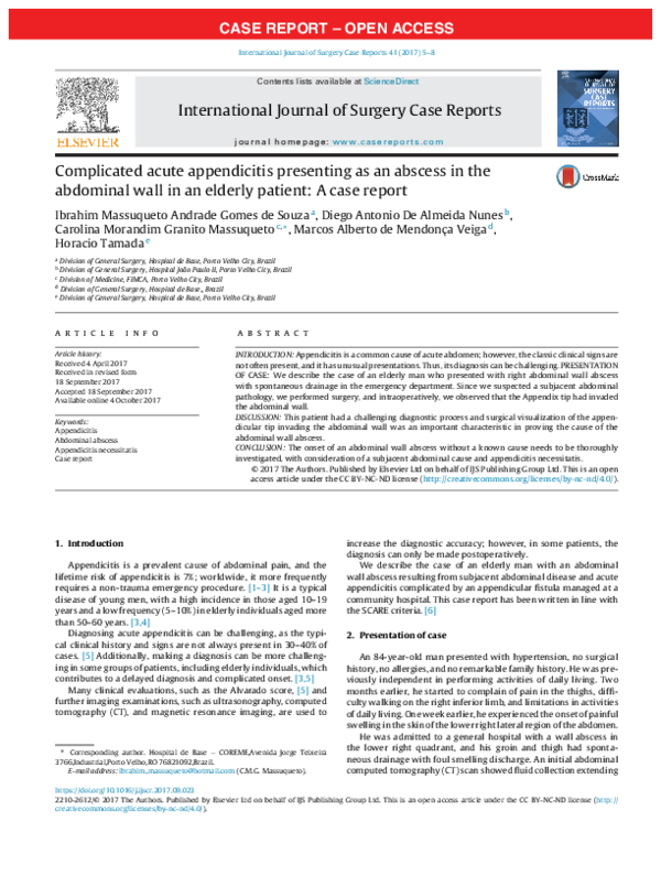 (PDF) Complicated acute appendicitis presenting as an abscess in the ...