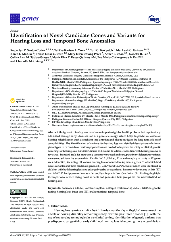 (PDF) Identification of Novel Candidate Genes and Variants for Hearing ...