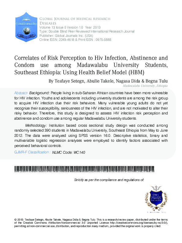 (PDF) HIV Risk Perception and Preventive Behaviors in University Students