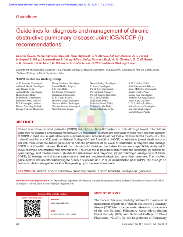 (PDF) Guidelines for diagnosis and management of chronic obstructive ...