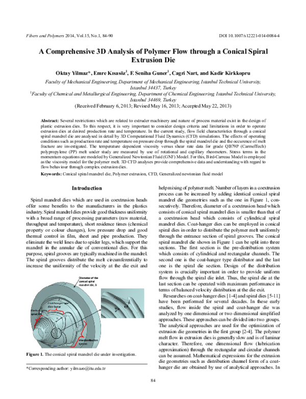 (PDF) A comprehensive 3D analysis of polymer flow through a conical ...