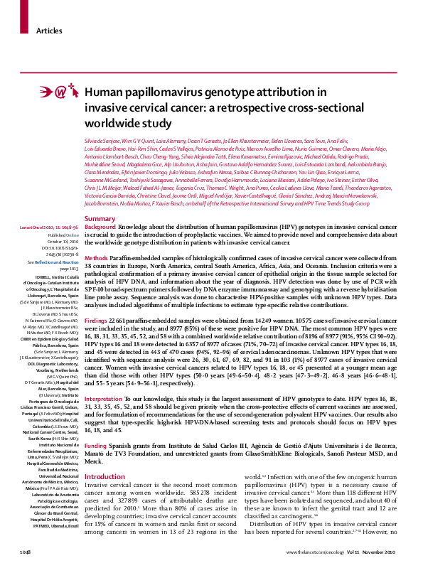(PDF) Human papillomavirus genotype attribution in invasive cervical ...