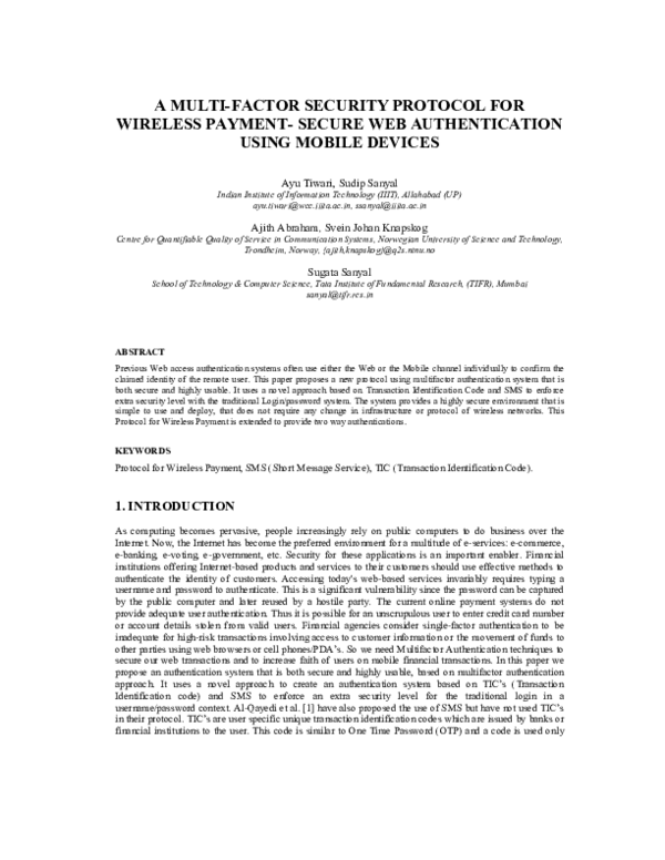 (PDF) A Multi-Factor Security Protocol for Wireless Payment - Secure ...