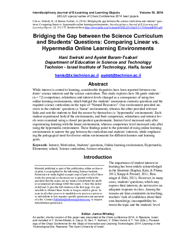 (PDF) Bridging the Gap between the Science Curriculum and Students ...