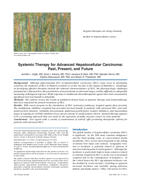 (PDF) Systemic Therapy for Advanced Hepatocellular Carcinoma: Past ...