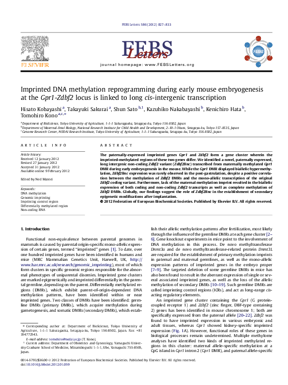 (PDF) Imprinted DNA methylation reprogramming during early mouse ...