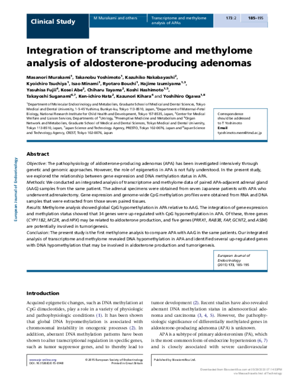 (PDF) Integration of transcriptome and methylome analysis of ...