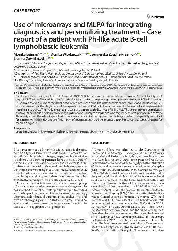 (PDF) Use of microarrays and MLPA for integrating diagnostics and ...