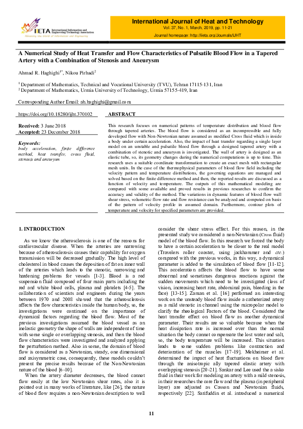(PDF) A Numerical Study of Heat Transfer and Flow Characteristics of ...