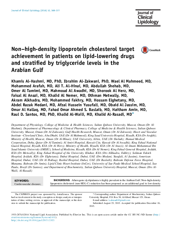 (PDF) Non-HDL-C target achievement in patients on lipid lowering drugs ...