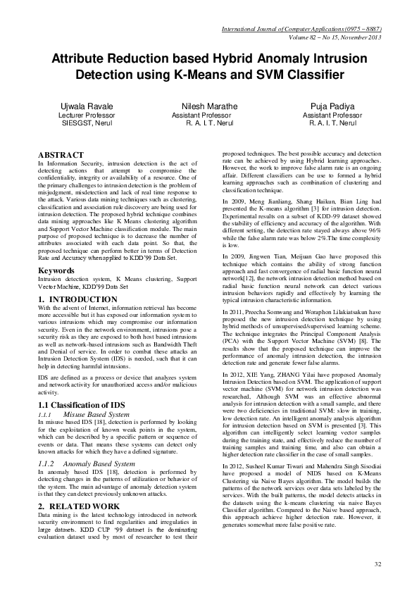 (PDF) Attribute Reduction based Hybrid Anomaly Intrusion Detection ...