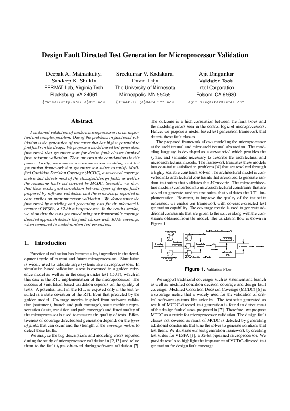 (PDF) Design Fault Directed Test Generation for Microprocessor Validation