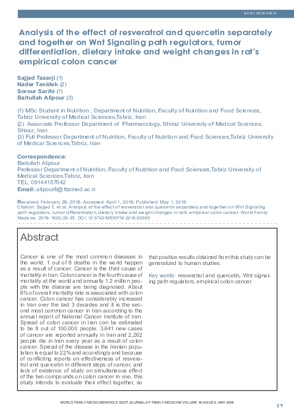 (PDF) Analysis of the Effect of Resveratrol and Quercetin Separately ...