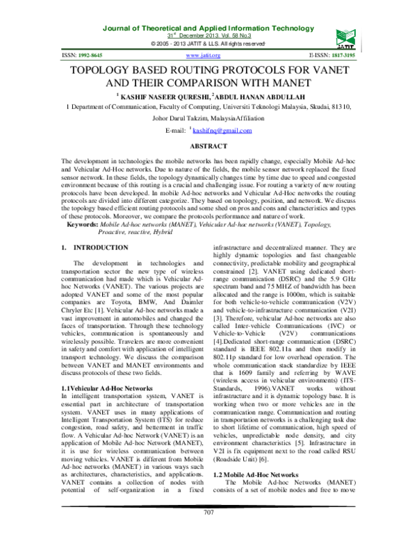 (PDF) Topology Based Routing Protocols for Vanet and Their Comparison ...