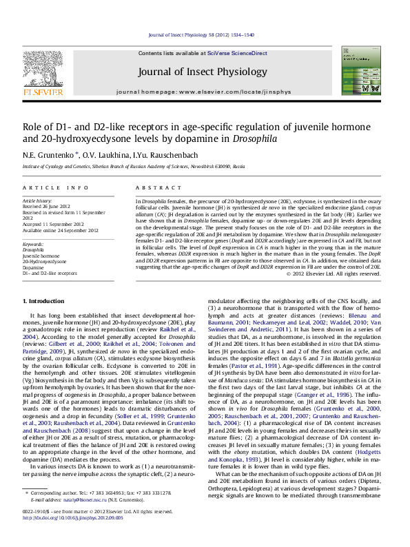 (PDF) Role of D1- and D2-like receptors in age-specific regulation of ...