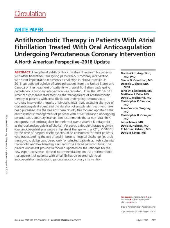 (PDF) Antithrombotic therapy in patients with atrial fibrillation ...