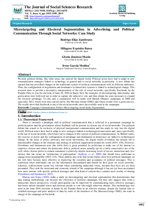 (PDF) Microtargeting and Electoral Segmentation in Advertising and