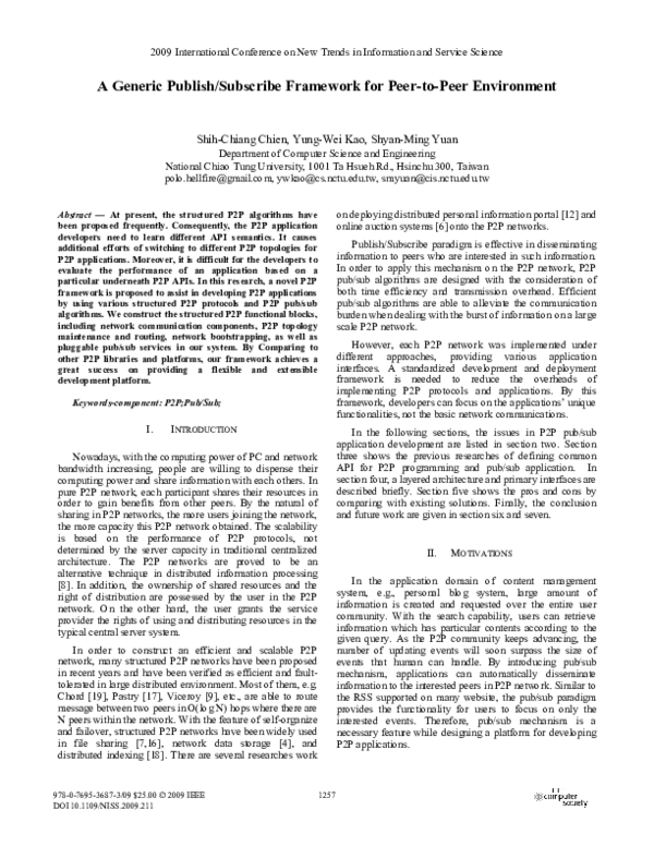 (PDF) A Generic Publish/Subscribe Framework for Peer-to-Peer Environment