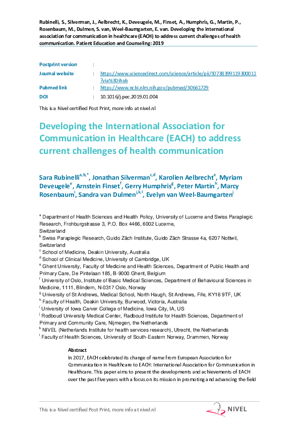 (PDF) Developing the International Association for Communication in ...