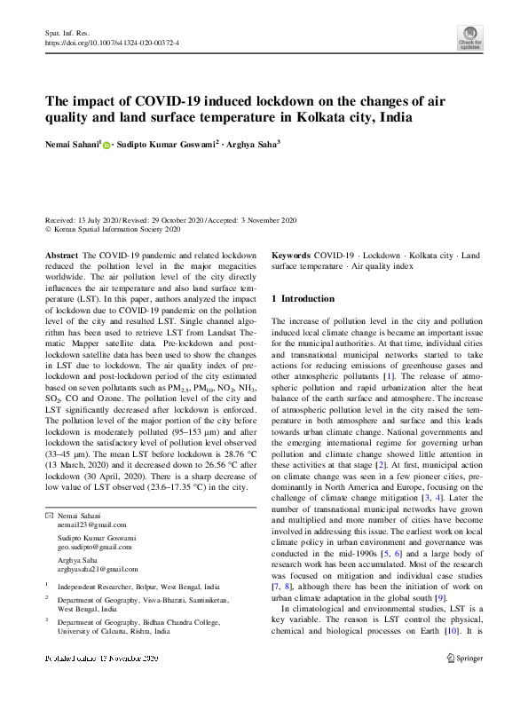 (PDF) The impact of COVID-19 induced lockdown on the changes of air ...
