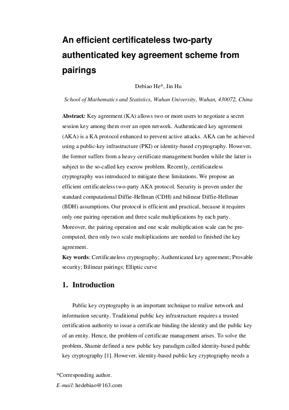 (PDF) An efficient certificateless two-party authenticated key ...