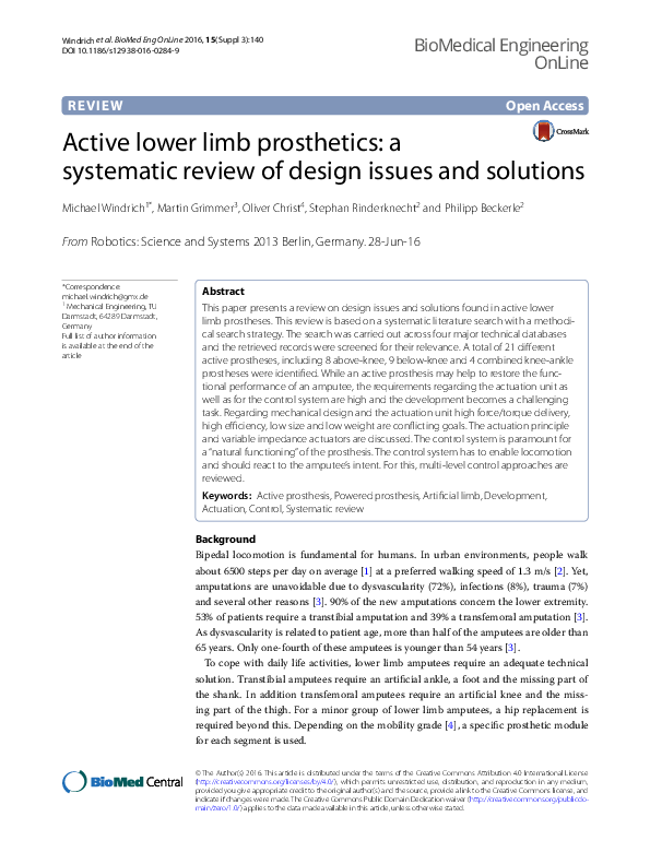 (PDF) Active lower limb prosthetics: a systematic review of design ...