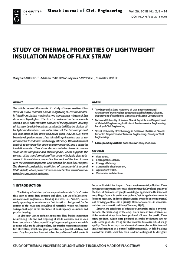 (PDF) Study of Thermal Properties of Lightweight Insulation Made of