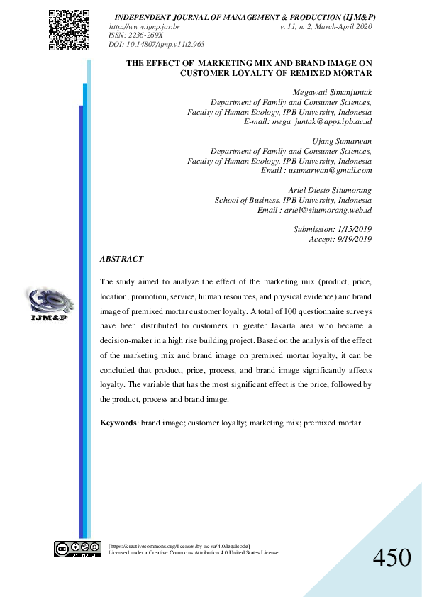 (PDF) The effect of marketing mix and brand image on customer loyalty ...