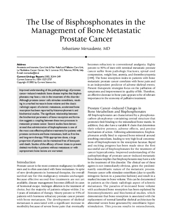 (PDF) The use of bisphosphonates in the management of bone metastatic ...